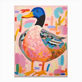 Pink Scandi Mallard Duck 2 Canvas Print
