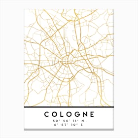 Cologne Germany City Street Map Canvas Print