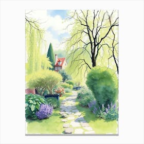 Watercolor Garden Path Canvas Print