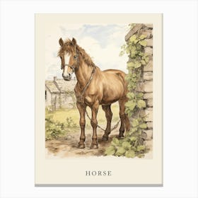 Beatrix Potter Inspired  Animal Watercolour Horse 1 Canvas Print
