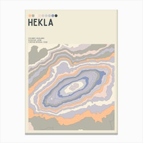 Hekla Iceland Topographic Contour Map Canvas Print