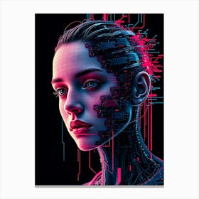 Cyborg Woman Creative Portrait Canvas Print