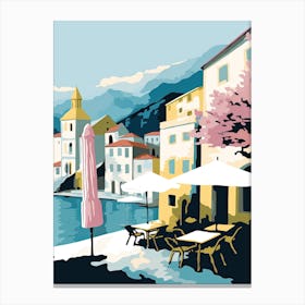 Kotor, Montenegro, Flat Pastels Tones Illustration 2 Canvas Print