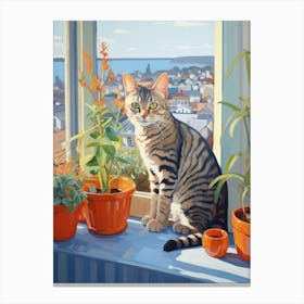 Cat On Window Sill Canvas Print