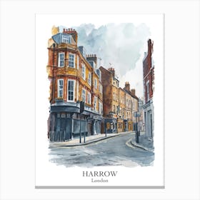 Harrow London Borough   Street Watercolour 3 Poster Canvas Print
