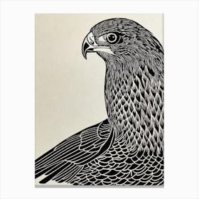 Falcon Linocut Bird Canvas Print