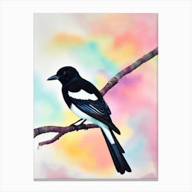 Magpie Watercolour Bird Canvas Print