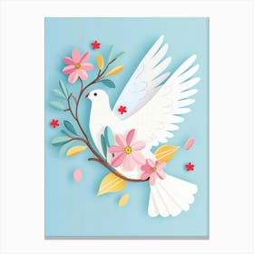 Dove With Flowers 7 Canvas Print