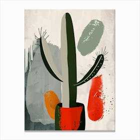 Rat Tail Cactus Minimalist Abstract Illustration 3 Canvas Print