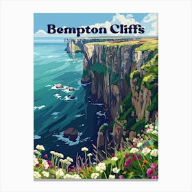 Bempton Cliffs England Beautiful Travel Art Canvas Print