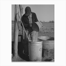 Pouring Bran Into Can For Mixing Into A Mash For The Hogs, Sons Of Pomp Hall, Tenant Farmer, Creek County, Oklahom Canvas Print
