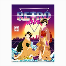 Retro Wave - Synthwave Space: ukiyo-e #1 Canvas Print