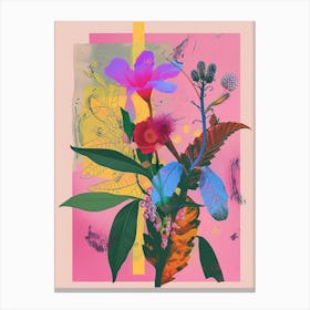 Statice 1 Neon Flower Collage Canvas Print
