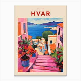 Hvar Croatia 4 Fauvist Travel Poster Canvas Print