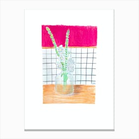 Flowers & Pink Wall Canvas Print