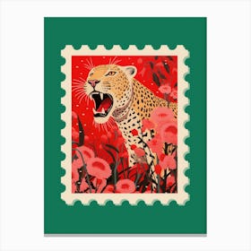Roaring Leopard Stamp Canvas Print