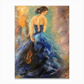 Lady in blue dress Canvas Print