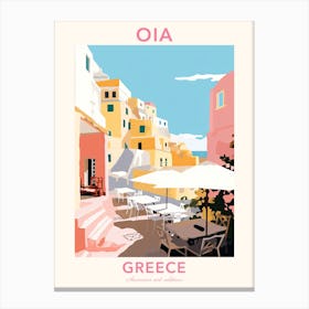 Oia, Greece, Flat Pastels Tones Illustration 3 Poster Canvas Print