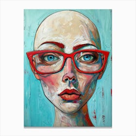 Woman With Red Glasses Canvas Print