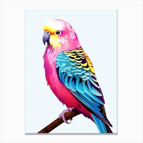 Colourful Geometric Bird Budgerigar 1 Canvas Print
