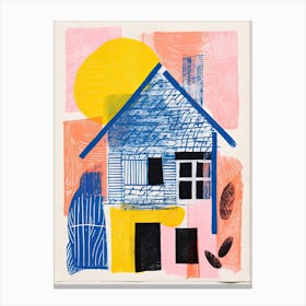 A House In Cape Cod, Abstract Risograph Style 4 Canvas Print