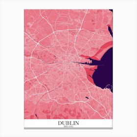 Dublin Pink Purple Map Canvas Print