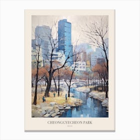 Winter City Park Poster Cheonggyecheon Park Seoul 2 Canvas Print