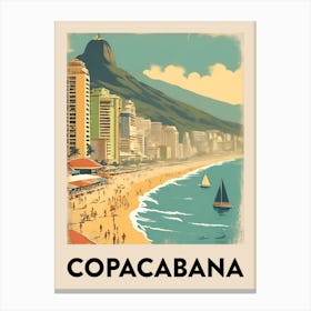 Copacabana Retro Travel Poster 1 Canvas Print