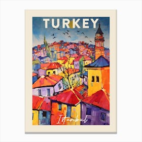 Istanbul Turkey 3 Fauvist Painting  Travel Poster Canvas Print