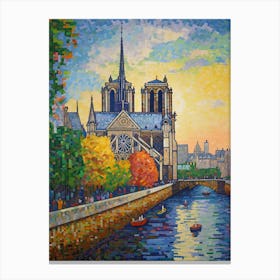 Notre Dame Paris France Paul Signac Style 2 Canvas Print