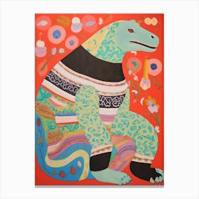 Maximalist Animal Painting Komodo Dragon Canvas Print