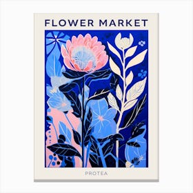 Blue Flower Market Poster Protea 2 Canvas Print