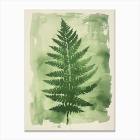 Green Ink Painting Of A Button Fern 3 Canvas Print