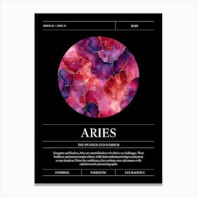 Ruby Crystal Gem, Aries Zodiac Sign Canvas Print