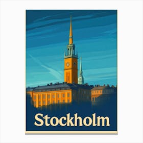 Aihrgdesign A Retro Travel Poster For Stockholm Featuring The 933fe8e1 6bbf 4369 Bd44 9f4a3cc458b8 3 Canvas Print