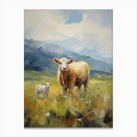Impressionism Style Painting Of Highland Sheep 1 Canvas Print