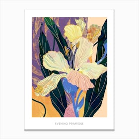 Colourful Flower Illustration Poster Evening Primrose 4 Canvas Print