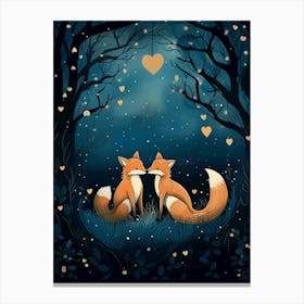 Foxes In The Forest Canvas Print