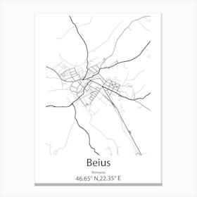 Beius,Romania Minimalist Map Canvas Print