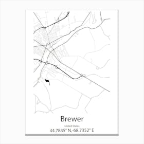 Brewer,United States Minimalist Map Canvas Print