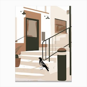 Crow On Steps Canvas Print
