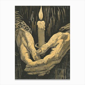 Hand Holding A Candle Canvas Print