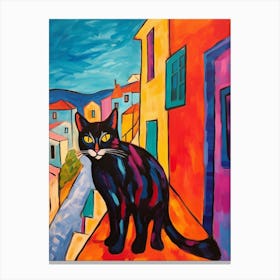 Painting Of A Cat In Otranto Italy Canvas Print