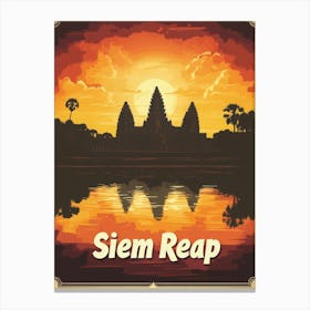 Aihrgdesign A Vintage Travel Poster Of Siem Reap Featuring Th 1b3cb3c3 8701 4469 B912 2d6aa52e4484 3 Canvas Print