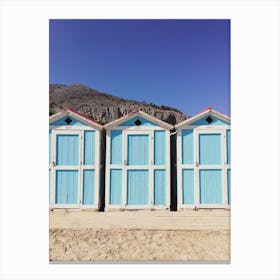 Beach Blue Cabins Sicily Italy Canvas Print