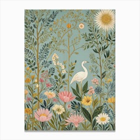 White Stork In A Garden Canvas Print