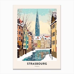 Vintage Winter Travel Poster Strasbourg France 2 Canvas Print