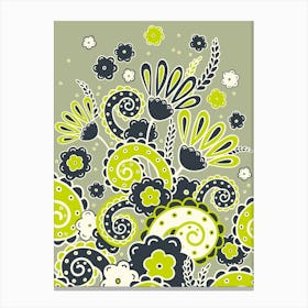 Doodles, Spring Garden, Khaki version Canvas Print