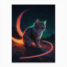 Cat With Glowing Tail Canvas Print