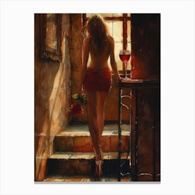 Girl With A Glass Of Wine 10 Canvas Print